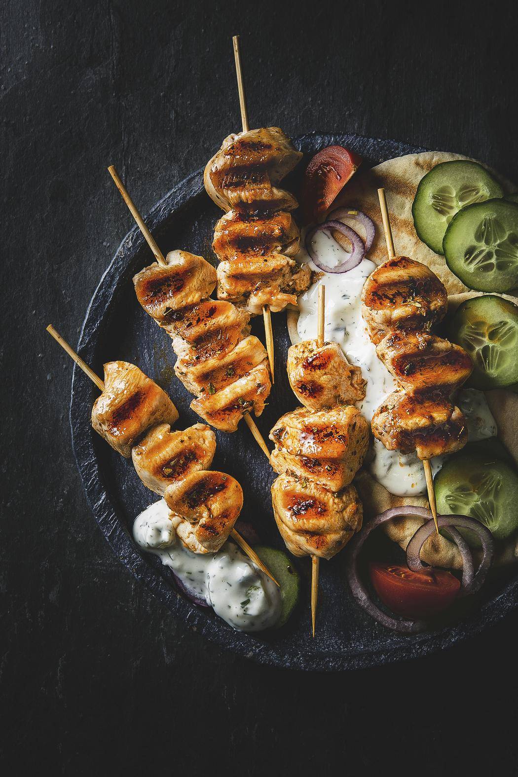 Drobiowe szaszłyki po grecku - przepisy OptiGrill | Tefal