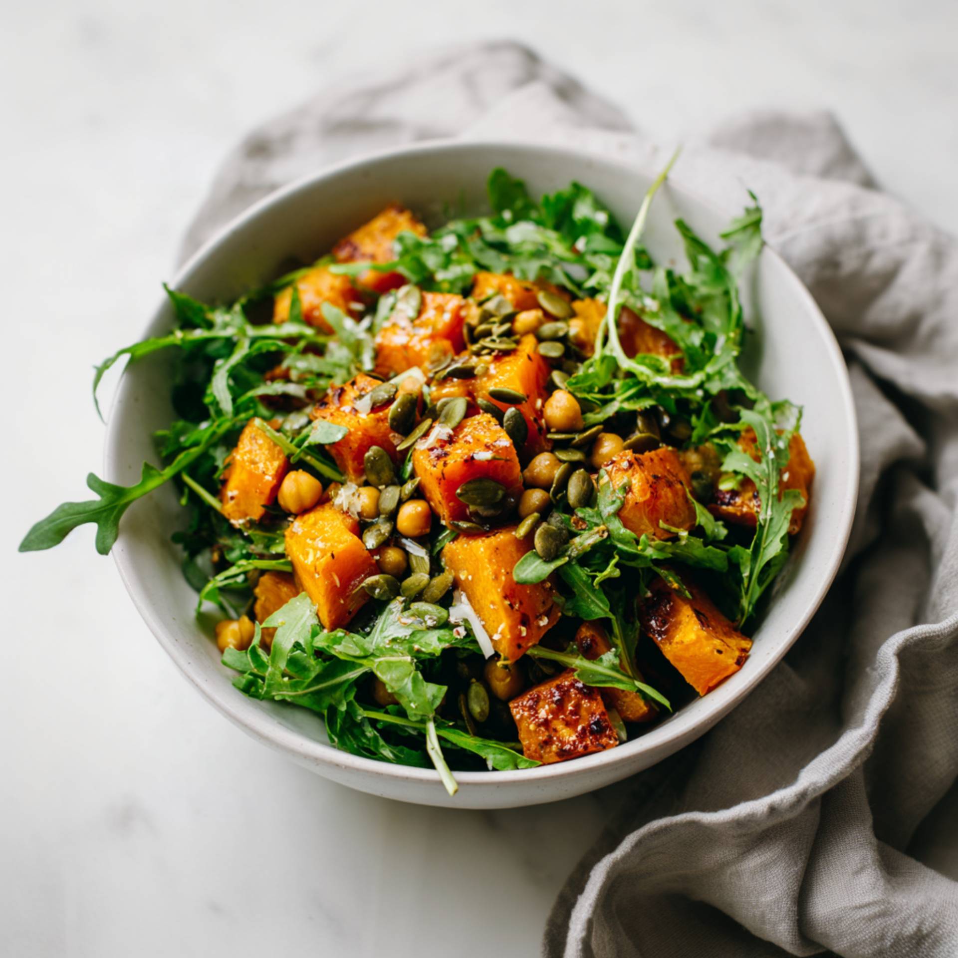 Sałatka z pieczonej dyni z rukolą i ciecierzycą - przepisy EASY FRY & GRILL 2 in 1 MECHANICAL | Tefal