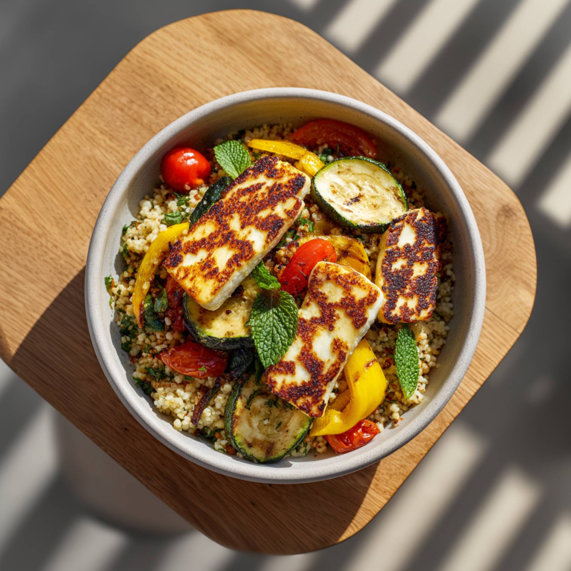 Kasza bulgur z warzywami i halloumi - przepisy OptiGrill XL | Tefal
