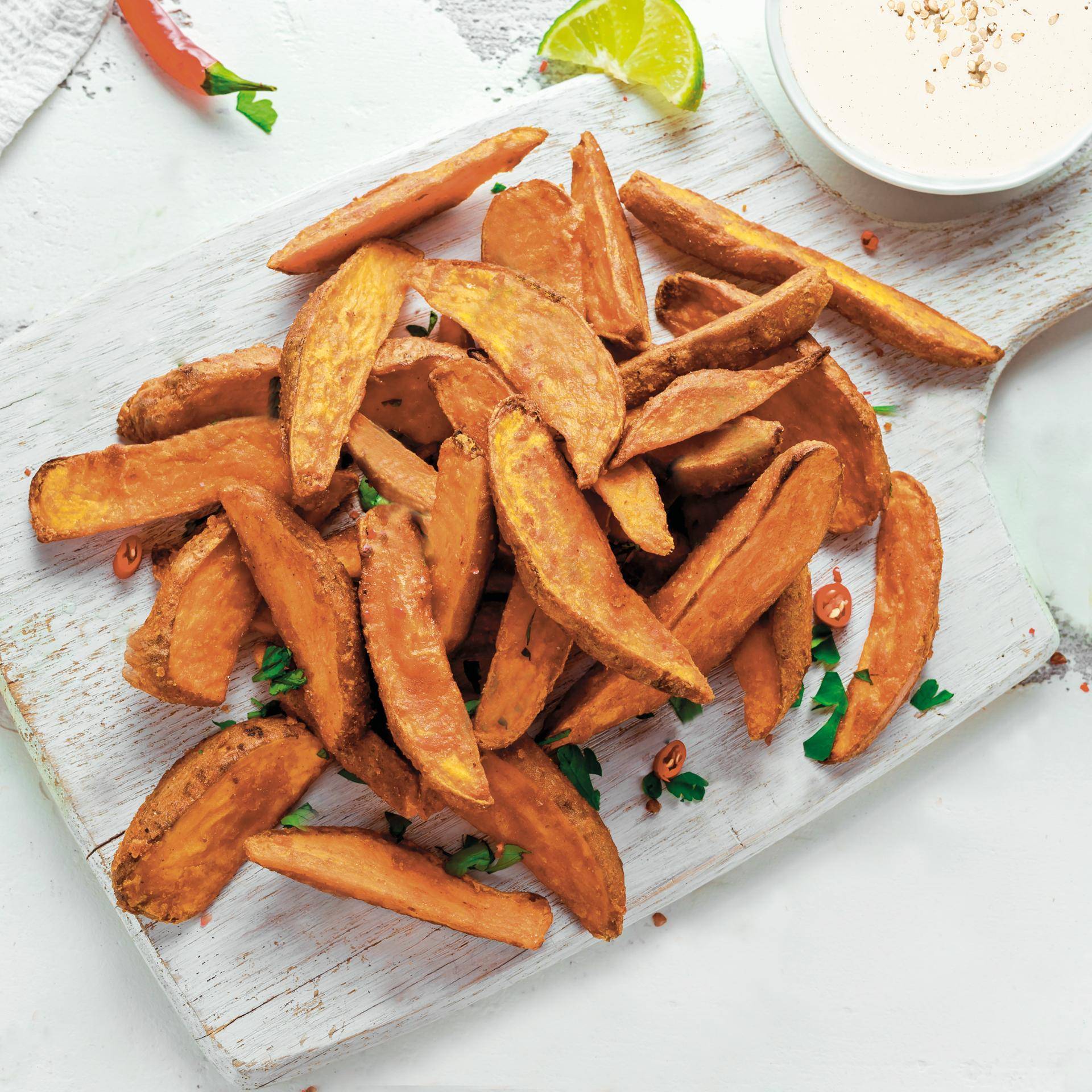 Bataty z grilla z sosem tahini - przepisy Dual EasyFry&Grill | Tefal