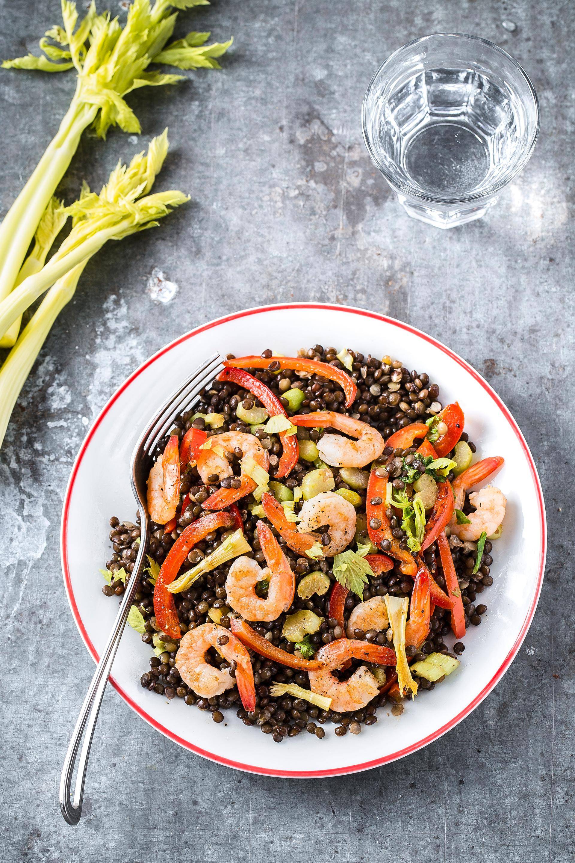 Czarna soczewica beluga z krewetkami - przepisy Cook4Me | Tefal