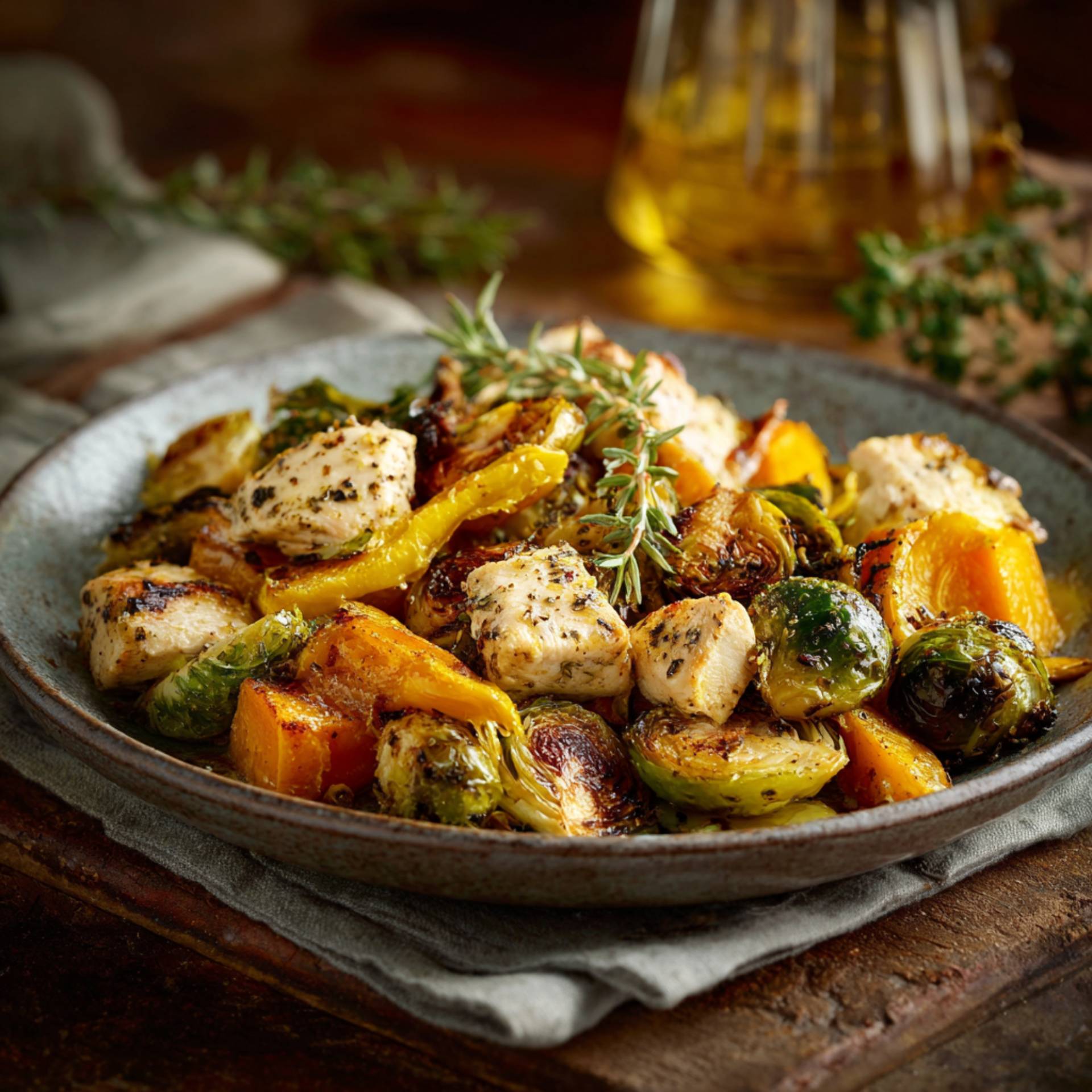 Kurczak z dynią i brukselką - przepisy EASY FRY & GRILL 2 in 1 MECHANICAL | Tefal