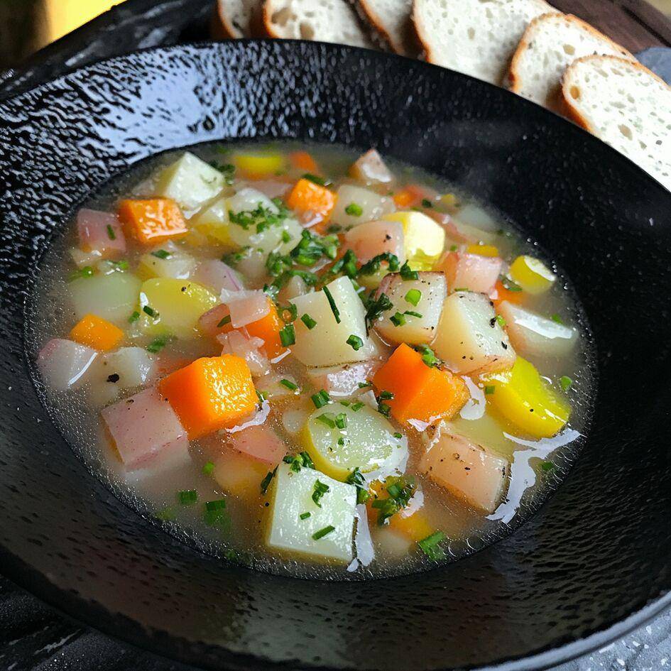 Wiejska zupa z warzyw korzeniowych i wędzonego boczku - przepisy Patelnie i Garnki | Tefal