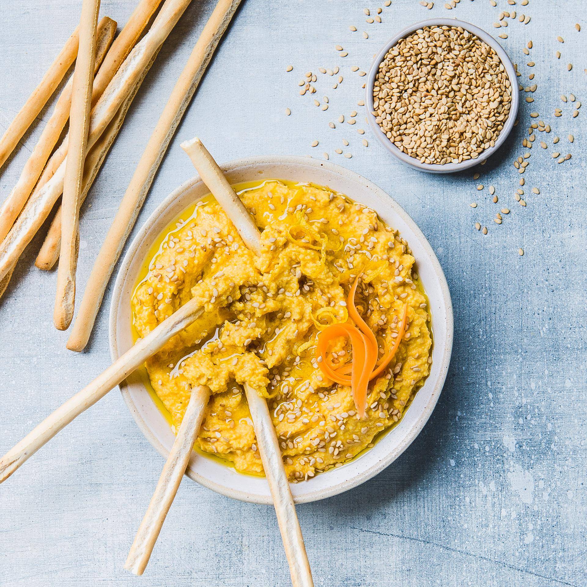 Hummus z marchwią i sezamem - przepisy Cook4Me | Tefal