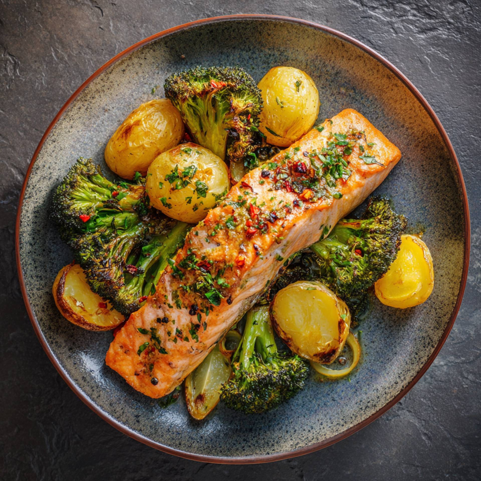 Łosoś z ziemniakami i brokułami - przepisy EASY FRY & GRILL 2 in 1 MECHANICAL | Tefal