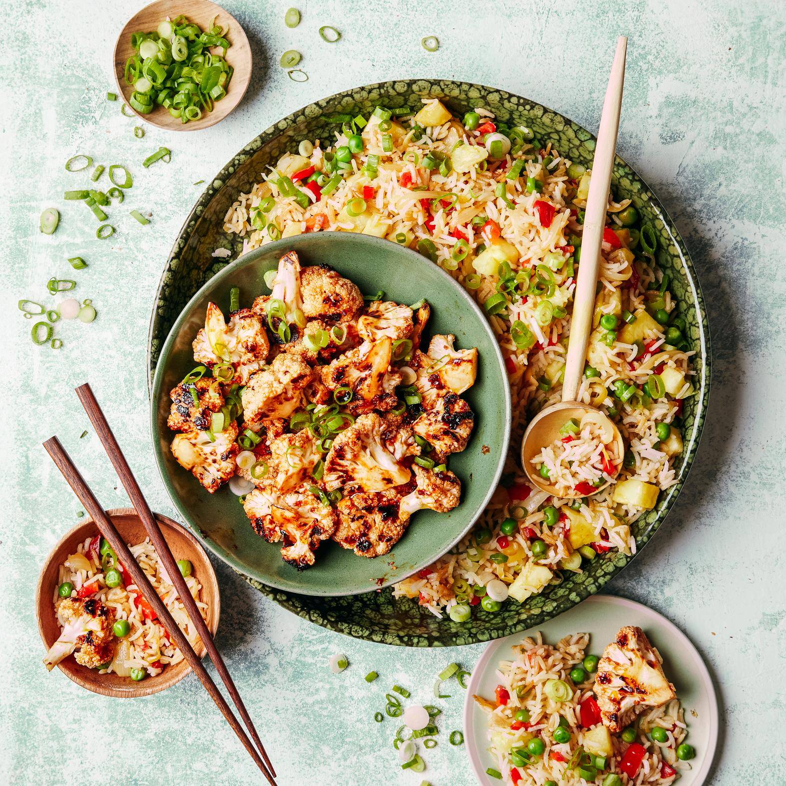 Grillowane kawałki kalafiora i podsmażany ryż z ananasem - przepisy OptiGrill 2in1 | Tefal