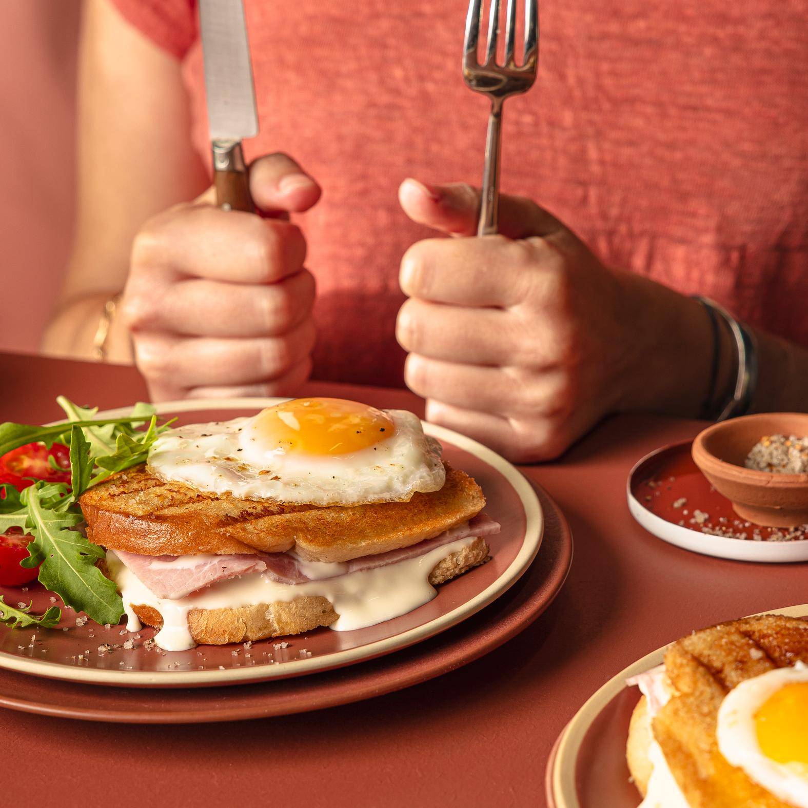 Francuska opiekana kanapka „croque-madame” - przepisy Snack Collection MECHANICAL | Tefal