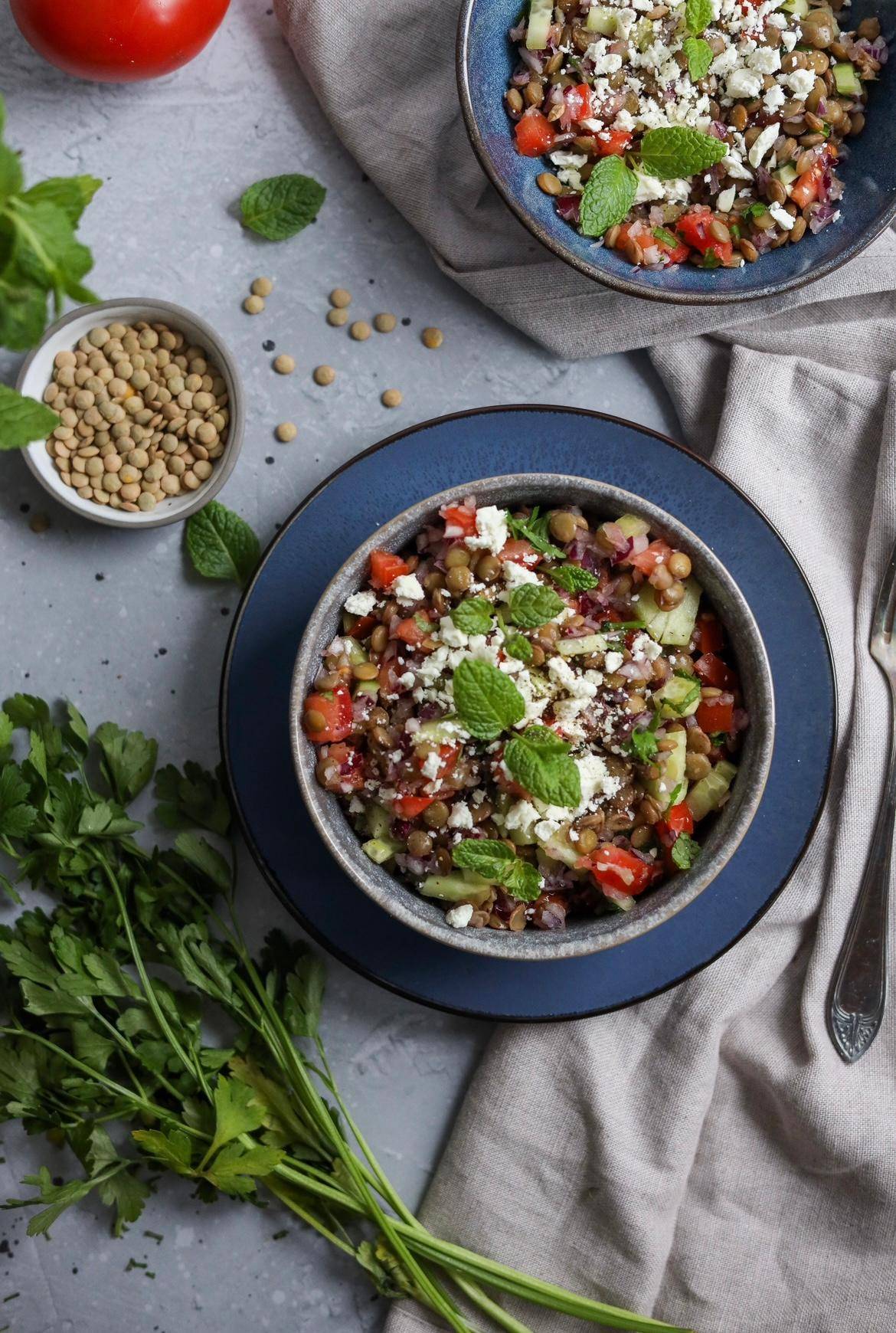 Sałatka z zieloną soczewicą i fetą - przepisy Cook4Me | Tefal