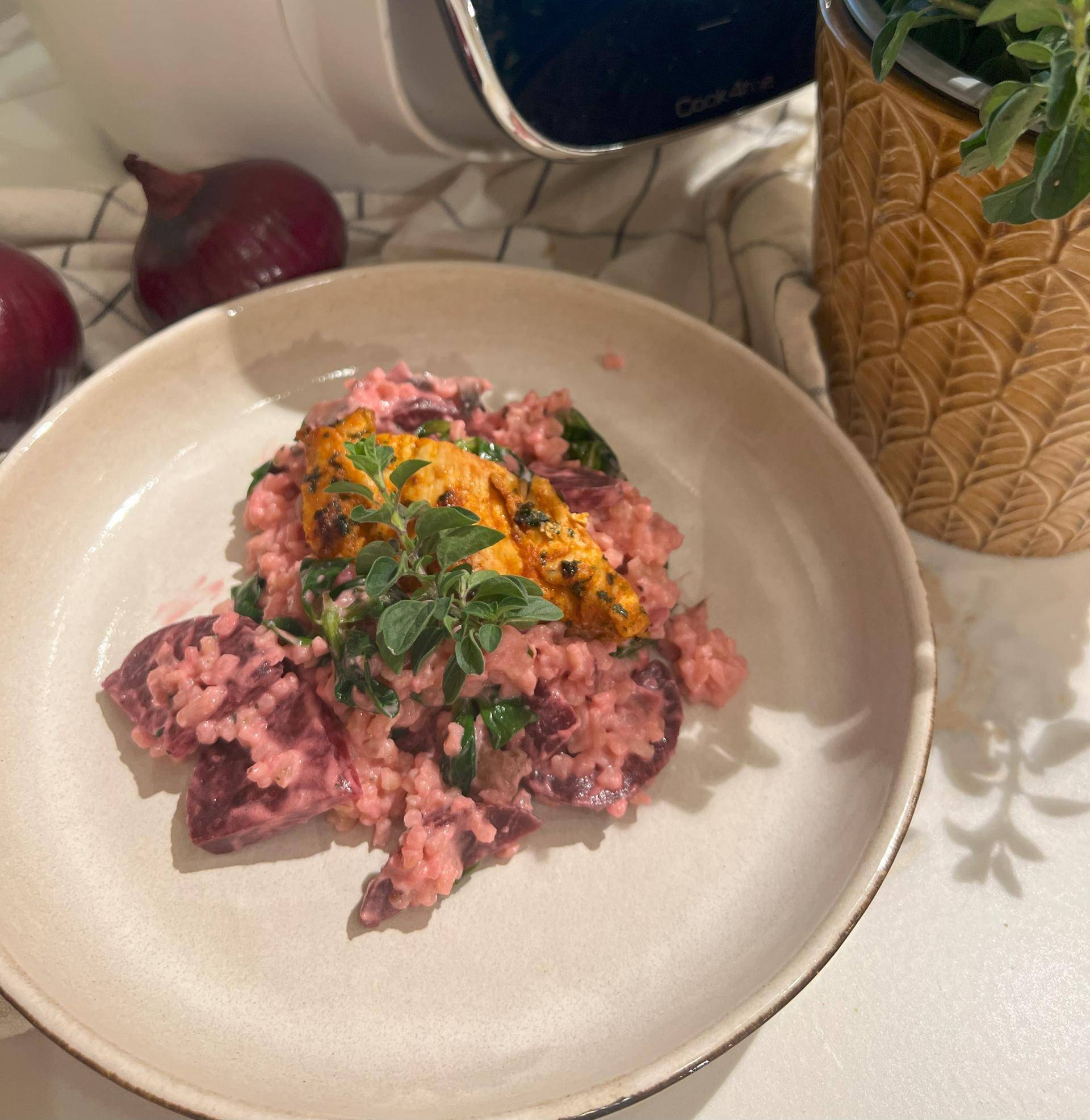 Pieczony kurczak na różowej kaszy bulgur - przepisy Cookeo V3 | Tefal