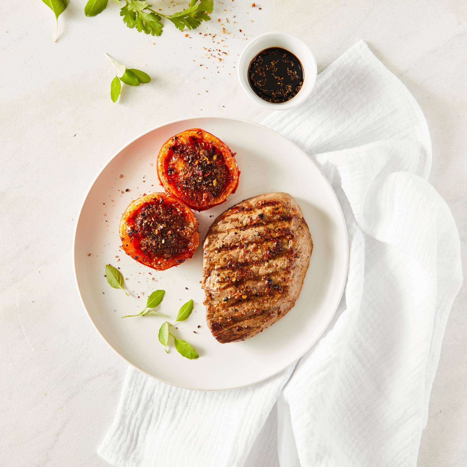 Stek z grilla z pieczonymi pomidorami - przepisy Dual EasyFry&Grill | Tefal