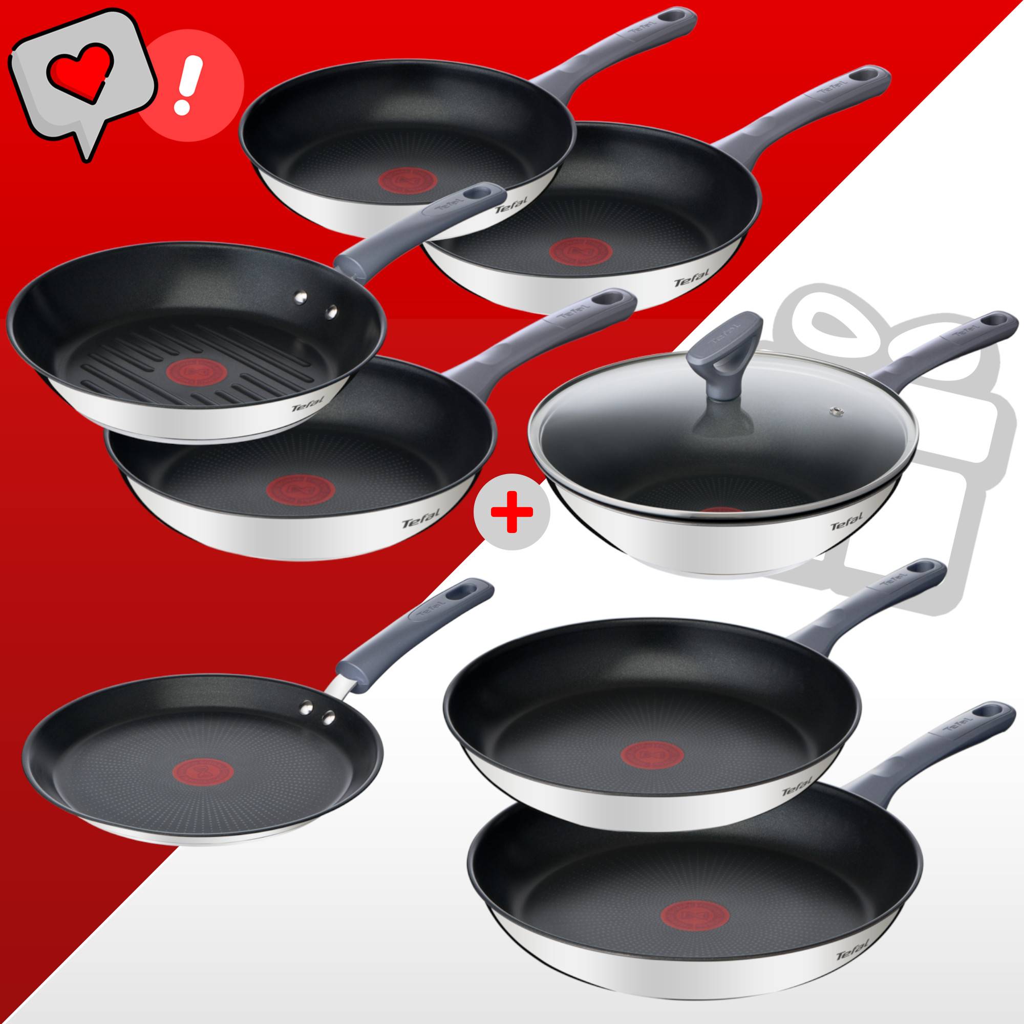 Zestaw patelni TEFAL DAILY COOK 20/24/26/28/30/wok 28/grillowa 26/do naleśników 25cm